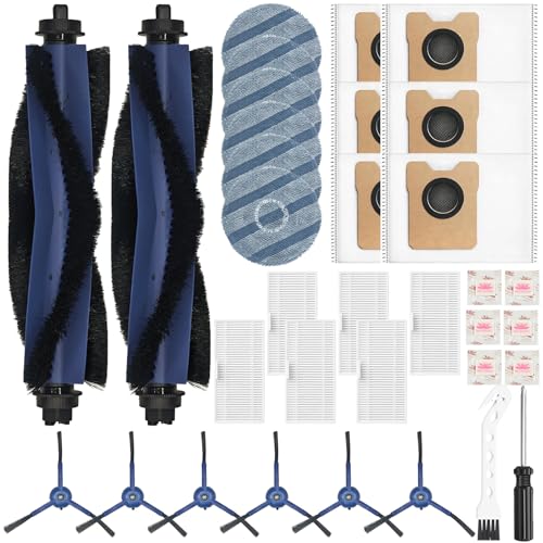 Pure Realm 34 Pack for eufy Vacuum Omni C20 Accessories Kit，2 Mainbrush 6 Filter 6 Dust Bag 6 mop pads 6 Sidebrush 1Cleaning Brush 1Screwdriver,6 Sachet - size: 34 pack Accessories Kit for Vacuum Omni C20