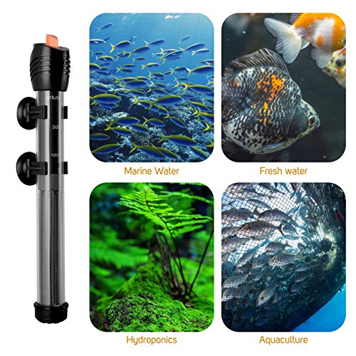 Submersible Aquarium Heater, Adjustable Fish Tahk Heater with Free Thermometer Suitable for Marine Saltwater and Freshwater - size: C300