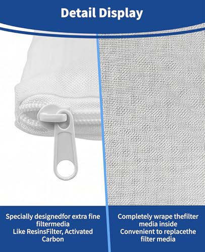 12PCS Aquarium Filter Media Bags, 6PCS 4” x 4” & 6PCS 3” x 8” Extra Fine 100 Micron Mesh with Plastic Zipper for Fish Tank Filter Media, Activated Carbon