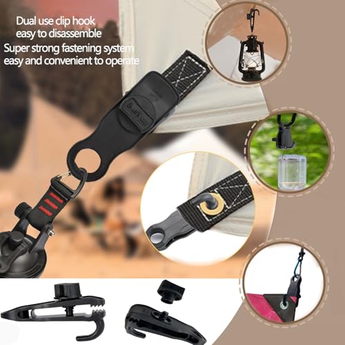 Heavy Duty Suction Cups Anchor with Hooks, Suction Cup Camping Tie Downs with Tarp Clips Deavy Duty ,Outdoor Strong Suction Cup Wall Anchor for RV Boat Camping Tarp Accessory,Car Side Awning (8)