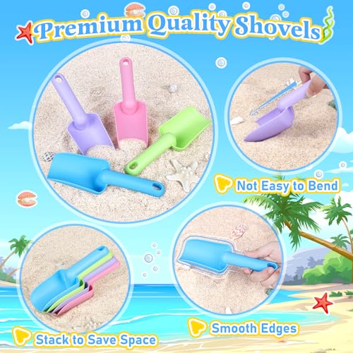 Collapsible Beach Buckets for Kids, 4 Packs Foldable Sand Buckets and Shovels with Mesh Beach Bag, Silicone Sand Pails for Toddlers Beach Toys, Easter Egg Hunt, Camping, Travelling, Fishing Water Pail - style: 4 Buckets