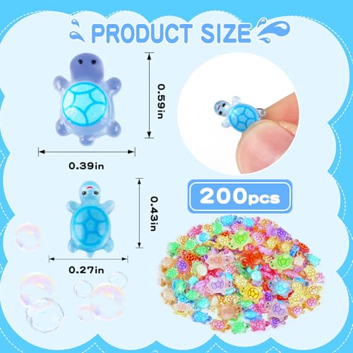 Tmtains Slime Charms Kawaii Resin Charms 3D Cute Nail Charm Mini Flatback Luminous Animal Charm Bulk Resin Jewelry Making Turtle Embellishments Supplies for Cell Phone Scrapbooking DIY Crafts - color: Eb 200Pcs Resin Turtle