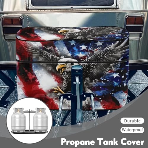 4th of July American Eagle Travel Trailer Propane Tank Cover Gas Cylinder Cover Protects Propane Tanks During Travel,Camping All Weather Protection - color: 4th of July American Eagle, size: S(20LB)