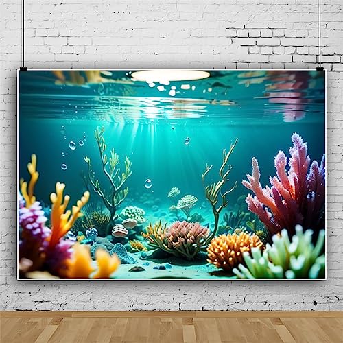 Renaiss 6x4ft Underwater World Backdrop Under The Sea Marine Life Tropical Fish Coral Reef Ocean Aquarium Photography Background for Diving Holiday Theme Kids Baby Birthday Party Decor Props - color: WSNWH20624, size: 6x4ft