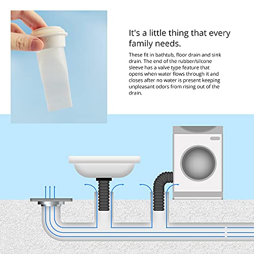 Drain Backflow Preventer, One Way Valve, Adjustable Silicone Sink Floor Drain Trap for Pipes Tubes in Toilet Bathroom Kitchen (White-4)