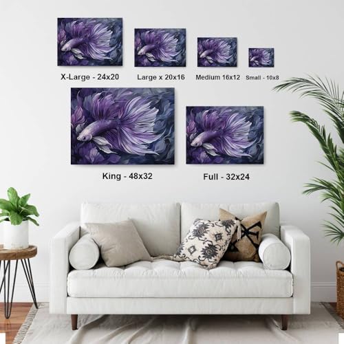 HomeGiftCentral Betta Fish Purple Dark Design 2 Canvas Wall Art Picture Prints Artwork Framed For Living Room Wall Home Decor Gifts For Family Art Easy Hanging - color: Design 2, size: Full(32x24in)