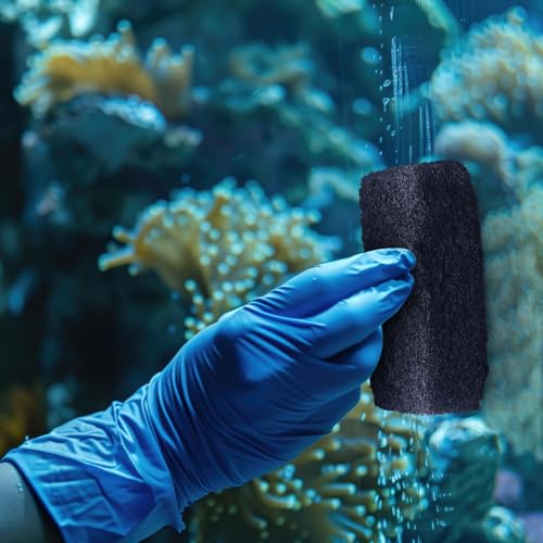 8 Pcs Aquarium Scrubber Supplies Hand Held Scrubber Pad Fish Tank Glass Sponge Dual Sided Surface Brush Tools for Glass Aquariums, 3.15 x 3.15 Inches