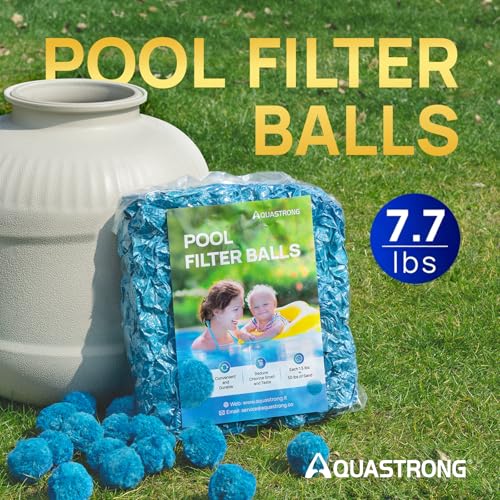 AQUASTRONG Pool Filter Balls for Sand Filter Pump, 7.7 lbs Reusable Sand Filter Balls (Replaces 250 lbs Pool Filter Sand), Efficient Blue Filter Balls for Swimming Pools, Filter Pumps, Aquariums - color: Blue(Pro+), size: 7.7lbs