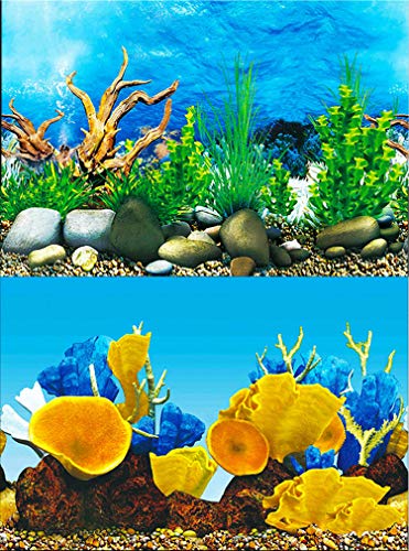 ELEBOX Aquarium Background Sticker Paper 3D Double-Sided Wallpaper Fish Tank Decorative Pictures Underwater Backdrop Image Decor 16"x 40" - color: Type D