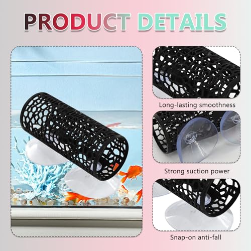 3 Pcs Betta Tunnel Hammock, Betta Fish Toys, Fish Tank Accessories with Suction Cups for Small Fishes and Shrimps, Aquarium Decor, Suit Hideout and Play Area (Black, Green, Rose Red)