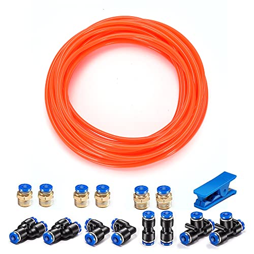 Pneumatic Tubing Orange PU Air hose Pipe Tube Kit 5/16 inch or 8mm OD 5mm ID 39.4ft/12 Meter for Air Line or Fluid Transfer - color: Orange, size: 8mm OD / 5mm ID × 12m