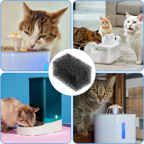 12 Pcs Cat Water Fountain Sponge Filters Pet Fountain Replacement Filters Cat Sponges for 92oz/2.8L Pet Fountain Small Sponge Filter for Cat and Dog (Black)