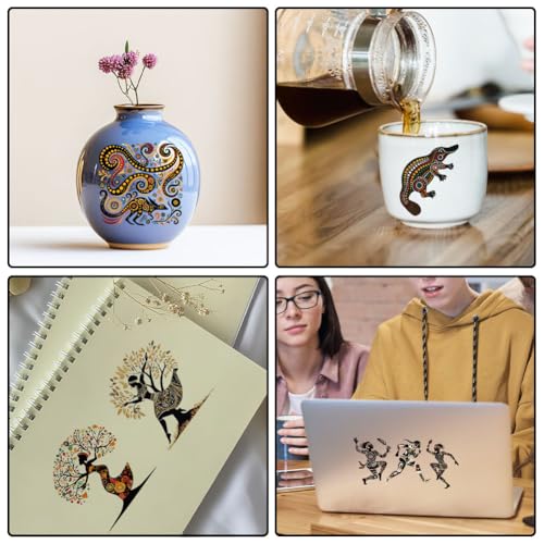 23 Pcs Vintage UV DTF Cup Wraps for 16OZ Glass, 4.3 x 9.4 Inch Butterfly Koala UV DTF Transfer Stickers Indigenous Art Rub on Transfer Decals for Glass Bottle Vase Furniture Crafts - style: Indigenous Art