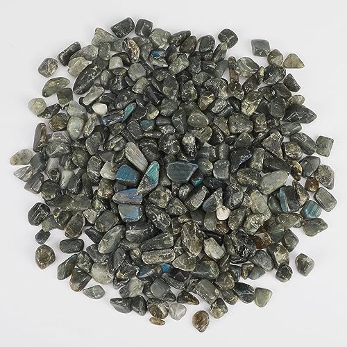 gemshan 2lb/910g Labradorite Stone Chips Crushed Irregular Rock for Fish Tank Aquarium Gravel Flowerpot Decoration - color: Labradorite