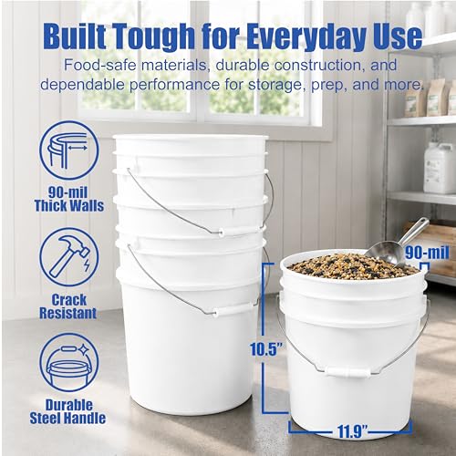 ePackageSupply 3.5 Gallon Bucket with Lid - Food Grade Bucket with Airtight Gamma Seal Screw-On Lid, 90 Mil Heavy Duty HDPE Plastic, BPA Free, for Bulk Food Storage, Made in USA - Black, 3 Packs - color: Black, size: 3 Packs
