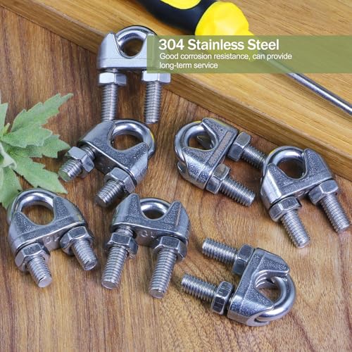12pcs M10 Wire Rope Clamp, 3/8 inch Cable Clamps Stainless Steel Wire Rope Clips - size: M10