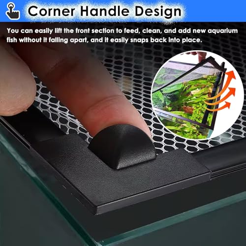 LZMZMQ Magnetic Aquarium Cover Fish Tank Lid, Home Fish Tank Protector from Cats, Square Terrarium Top Covers Anti-Fish Jump Net with Corner Handles(L140xW40cm)