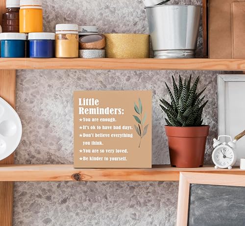 SRADMO Inspirational Little Reminders Wood Box Sign Desk Decor, Inspirational Desk Decor, College Motivational Positive Affirmation Gifts Box Sign For Office Home Dorm Tabletop Decoration(Orange) - color: orange, size: 5″×5″