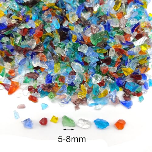 HappyFiller 1.3 LB Crushed Glass Sand Broken Fire Glass Pieces Crush Terrarium Rocks Stones for Resin Art,Crafts,Fire Pit,Succulents,Vase Fillers,Candle Holder Filler,Mixed Color - color: Mixed