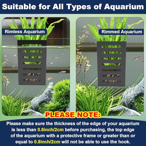 4Pack Aquarium Plant Holder Hanging Aquarium Planters with Hooks and Suction Cups Aquarium Planter Cups Fish Tank Plant Holders for Aquatic Plant Cultivation, Aquascape Decoration - color: 4pack