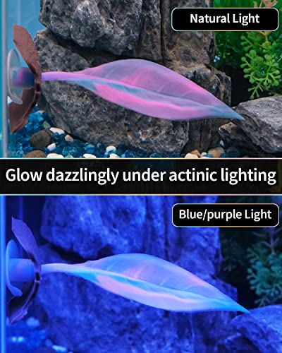 Uniclife Betta Leaf Hammock Soft Aquarium Rest Bed Fish Breeding Playing Pad with Suction Cup and Lifelike Bark Ornament Colorful Silicone Decoration for Fish Tank Landscape, 2 Pack - color: Pink, size: Leaf Hammock