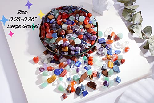 7 Chakra Mixed Crystal Polished Aquarium Gravel Stones Tumbled Stone Rocks Colorful Crushed Reiki Healing Crystals Quartz Home Betta Fish Tank Succulent Vase Filler Landscape Bottom Ornament 0.55lbs - color: Multi-colored - 7 Chakra, size: 0.55 Pound