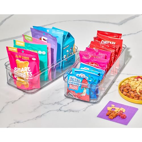 iDesign Recycled Plastic Crisp Storage Bin with Lid, The Rosanna Pansino Collection – 15.74” L x 6.61” W x 4.13” H, Clear Bin with Natural Wood Lid - size: Large