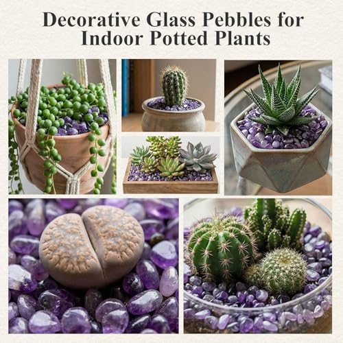 JOHOUSE Polished Gem Stones Rocks Crystals 1 Lb/450g Natural Tumbled Stones Amethyst Crystal Chips Bulk for Fish Tank Rocks Gravel, Vase Filler, Plants Decor - color: Purple