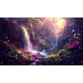 Fantasy Forest Aquarium Background Waterfalls Cascade Moss-Covered Rocks Fish Tank Background Golden Sunlight Lush Green Foliage Reptile Tank Backgrounds Paradise Oasis Terrarium Backgrounds 24x12in - color: Purple Green, size: 24(W)x12(H)inches/ 60(W)*30