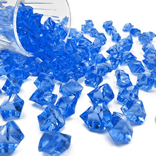 Fake Crushed Ice Cubes, Vase Fillers, 150 pcs 16 * 22mm Artificial Acrylic Crystal Rocks Diamonds for Vase Fillers,Table Scatter, Party Favor, Wedding Decoration(0.86 * 0.62inch,Darkblue) - color: Dark Blue-16*22mm-150pcs
