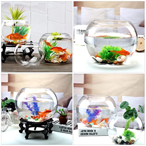 GANAZONO 7.08 Inch Small Glass Fish Bowl Round Fish Tank Desktop Aquarium Clear Glass Goldfish Bowl Hydroponic Planter for Home Office Garden Decor - size: 18x18cm