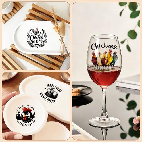 UV DTF Cup Wraps, 4 Sheets Chicken Quotes Transfer Stickers for 16oz Glass, Rub On Decals for Tumblers and Candlestick - style: Chicken Quotes