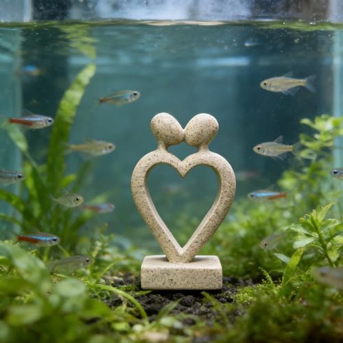 Sandstone Statue Fish Tank Ornaments, Small Fish Aquarium Decorations Home Decor for Goldfish Shrimps, Heart - color: Loving Kiss
