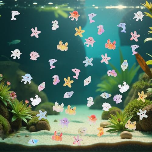 150pcs Mini Resin Animal Figures Miniature Ocean Statues Mixed Marine Animal Ornaments Tiny Sea Animals Set for Aquarium Fish Tanks Dollhouses Gardens Landscape DIY Crafts Nail Art Decor