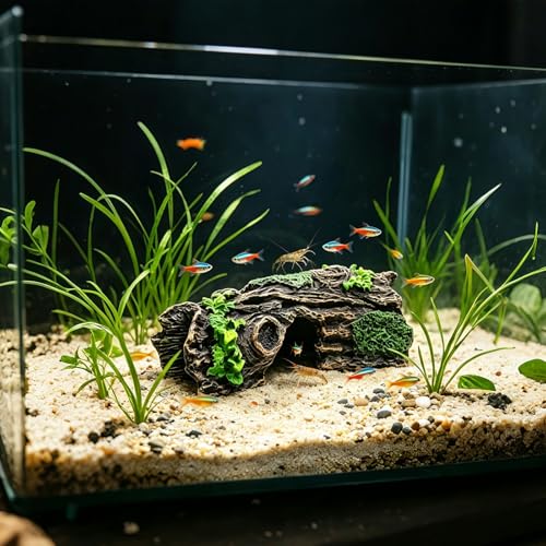 Aquarium Resin Hollow Tree Trunk Betta Log Aquarium Decorations Ornament Fish House Cave Wood House Decor for Fish Tank, Medium - size: Medium
