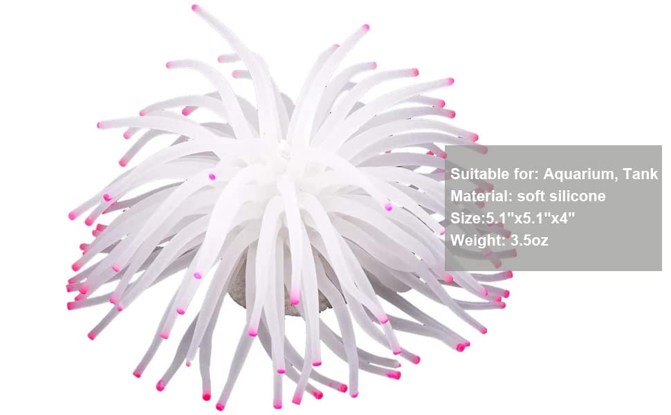 Artificial Aquarium Fish Tank Decoration Silicone Sea Anemone Artificial Fish Tank Ornament Decoration (White) - color: White