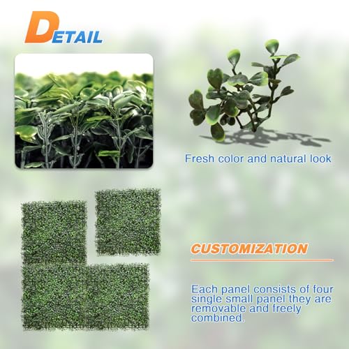 TANG 20"x20"-1PC Artificial Greenery Boxwood Panels Grass Wall Panel, Faux Privacy Fence Ivy Screens Backdrop Fake Hedge for Indoor Outdoor Wedding Décor, Dark Milan Boxwood Panel - color: Dark Milan Boxwood Panel, size: 20"x20"