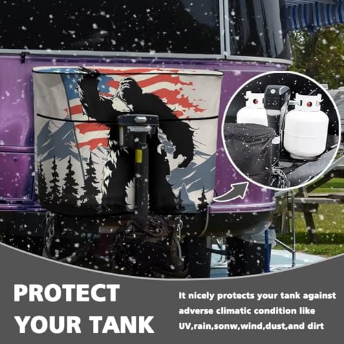 American Flag Ape Man RV Propane Tank Cover for Travel Trailer Replacement Cover for RV/Trailer/Camper Double 20lb Propane Tank Protector - color: American Flag Ape Man, size: Small-Double 20LB