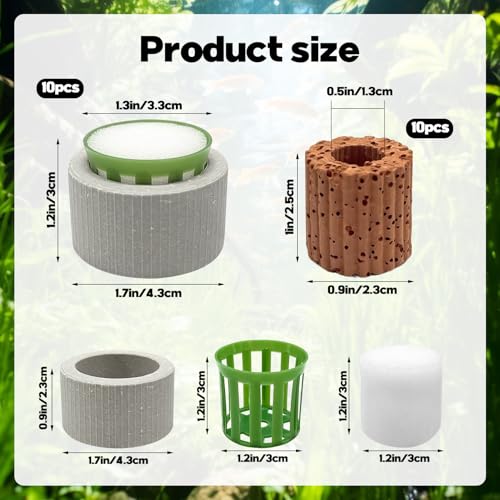 Rainmae 20 Pack New Upgrade Aquarium Plant Weights, Aquatic Water Plant Fixed Rings, Water Plants Cultivation Fixed Ring Plant Pot, Landscape Ceramic Pottery Gravity Ring for Fish Tank Accessories - color: 20 Pcs