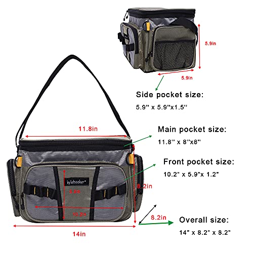 Kylebooker Fishing Tackle Bags Soft Side Fishing Tackle Box Storage Bag for Saltwater or Freshwater