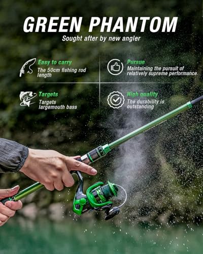Ghosthorn Fishing Rod and Reel Combo Graphite Telescoping Fishing Pole Portable Travel Kit with Carrier Bag for Freshwater Saltwater - size: 8 ft, style: 2pack Full Kit With Carrier Case