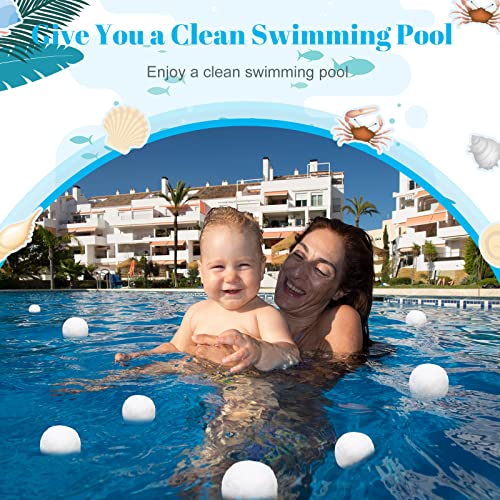 Zubebe Pool Filter Media Balls Fiber Filter Media for Swimming Pool Sand Filters and Bath Center Bathtubs Spas Aquarium and Grime Cleaning Scum (7.7 lbs, White) - color: White