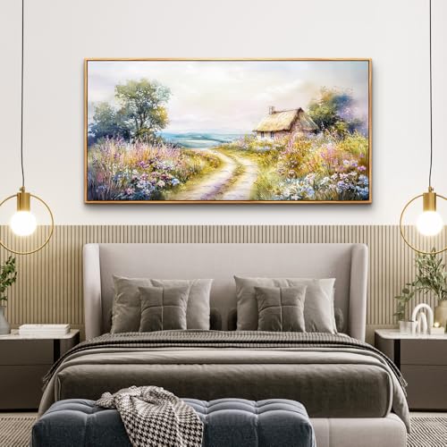 ZUITINGHUA Wood Framed Canvas Wall Art For Living Room Large Wall Decor For Office Bedroom Decoration Country Road Landscape Pictures Farmhouse Paintings Artwork Mural Aesthetic Home Decor 30x60 In - color: Country Road Wood Framed, size: 60"L x 30"W