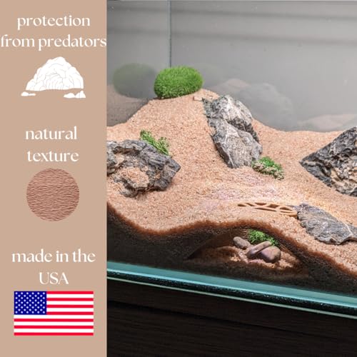 Aquarium & Terrarium Natural Viewing Cave | Fish & Reptiles | Gecko, Corydora, Pleco, Kuhli Loach Hide (Sand - Grid Entrance Design - for Shrimp, Isopods) - color: Sand - Grid Entrance Design - for Shrimp, Isopods