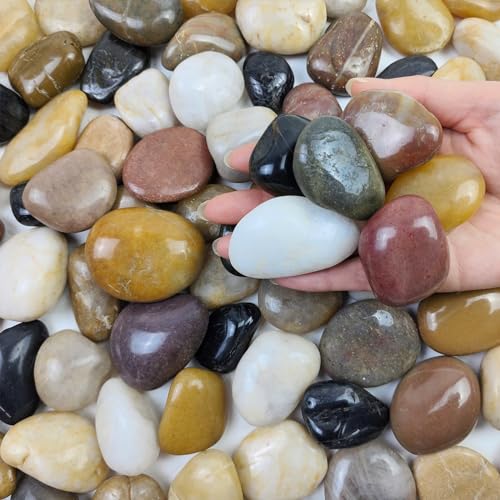 FANTIAN 20 lbs Decorative Pebbles for Outdoor Landscaping, 1-2 inch Polished River Rocks for Plant Outdoor, Aquarium, Vase, Fish Tank Gravel, River Stones and Garden Rocks - size: 1-2 Inch, style: 20 Pounds