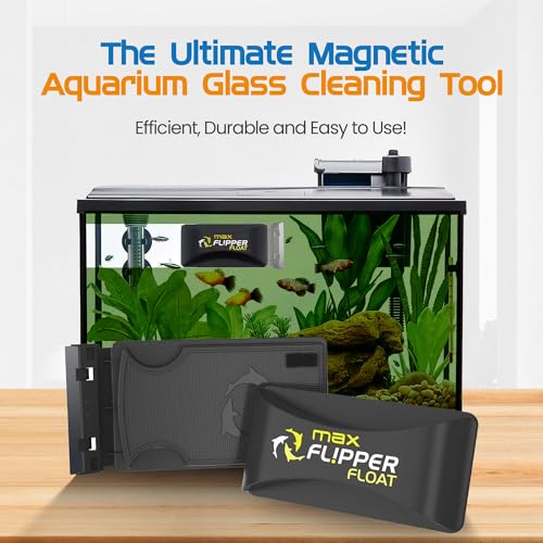 FL!PPER Flipper Cleaner Float - 2-in-1 Floating Magnetic Aquarium Glass Cleaner - Fish Tank Cleaner - Scrubber & Scraper Aquarium Cleaning Tools – Floating Fish Tank Cleaner, Max