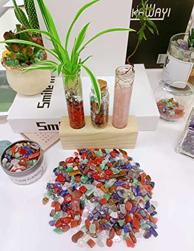 LAIDANLA Decorative Tumbled Gravel Chakra Colorful Crystals Chip Polished Bulk Natural Gem Aquarium Gravel Rocks Pebbles Fish Tank Gravel Vase Filler Succulents Terrarium Supplies 100g - color: Chakra, size: 0.22 Pound-（0.2"-0.28"）