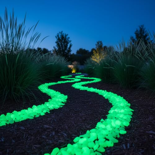 Shiny Stone Glow in The Dark Aquarium Neon Gravel Sand, Decorative Rocks for Fish Tank and Fairy Garden, Home Dec,305g/0.67lbs (15-22mm, Yellow Green) - color: Yellow Green, size: 15-22mm