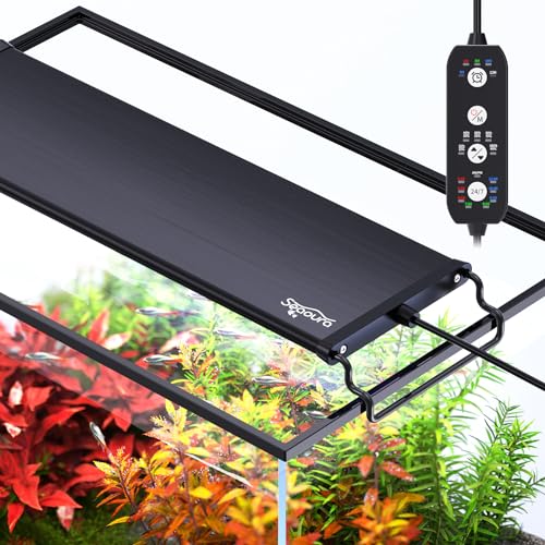 SEAOURA 24/7 Mode Led Aquarium Light for Plants Growth-Full Spectrum Fish Tank Light with Timer, Auto On/Off, 7 Colors, Adjustable Brightness, for 12 to 18 Inch Freshwater Tank - size: for 12-18 inch tank