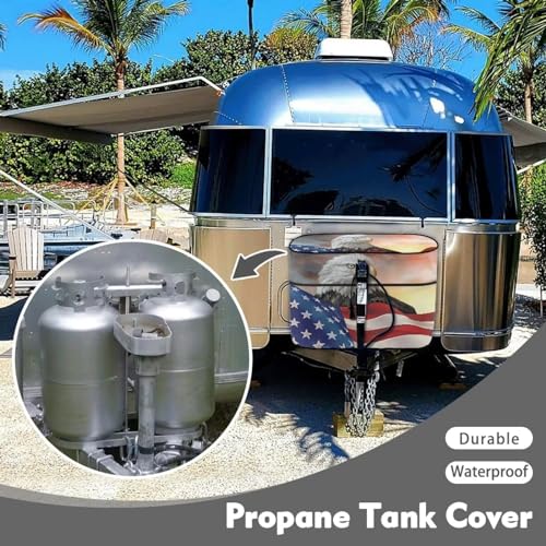 American Flag Eagle Gas Cylinder Cover Travel Trailer Propane Tank Cover Protects Propane Tanks During Travel,Camping All Weather Protection - color: American Flag Eagle-3, size: S(20LB)